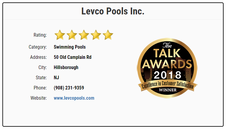 Levco Pools 2018 Award Winning for Customer Excellence Plaque